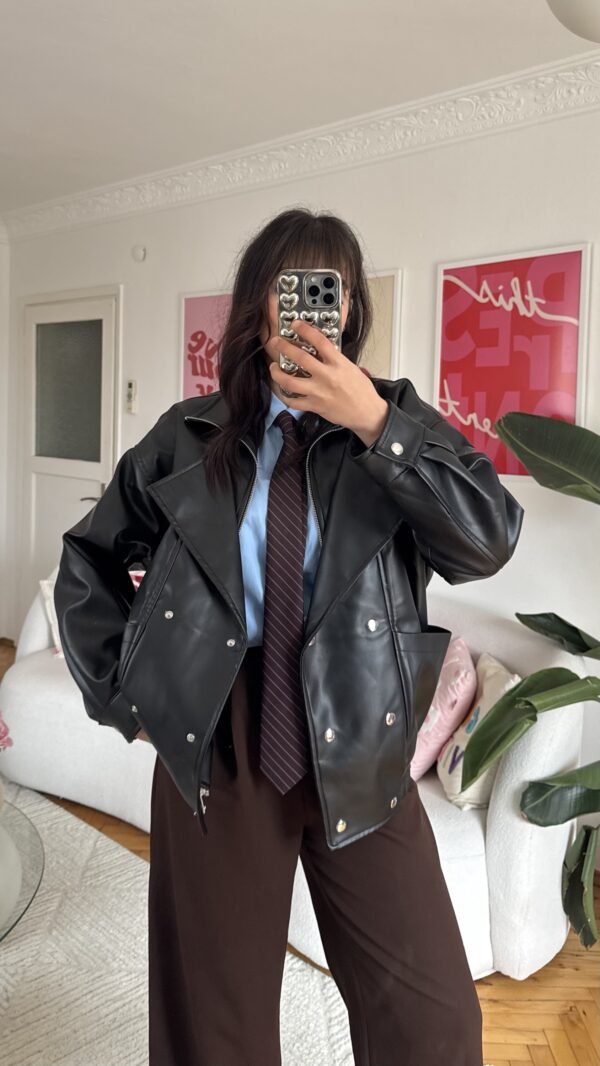 Megan Black Biker Leather Jacket