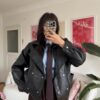 Megan Black Biker Leather Jacket