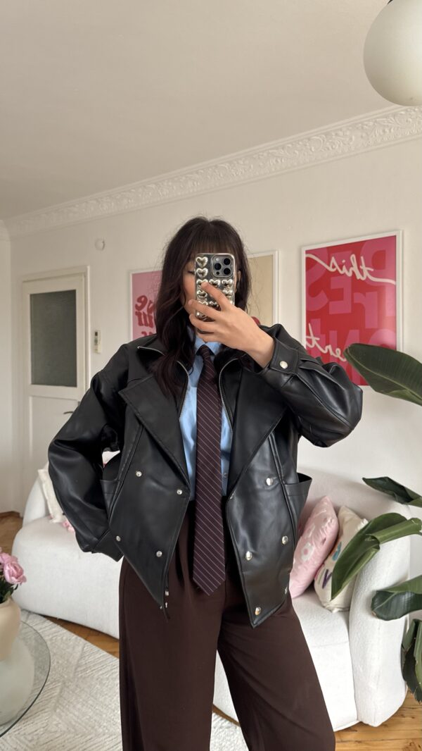 Megan Black Biker Leather Jacket