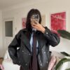 Megan Black Biker Leather Jacket