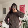 Serene Oversize Striped Dark Brown Shirt