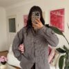 Serene Gingham Oversize Dark Brown Shirt