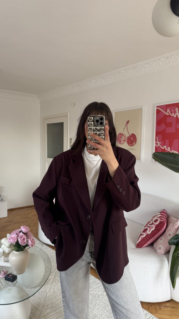 Ferya Aubergine Oversize Blazer