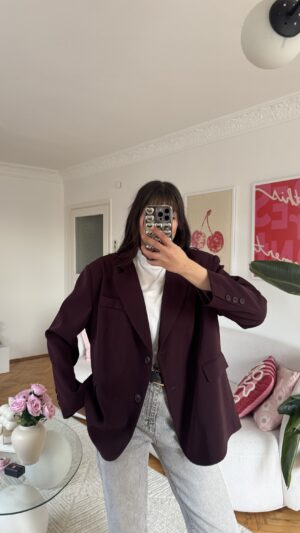 Ferya Aubergine Oversize Blazer