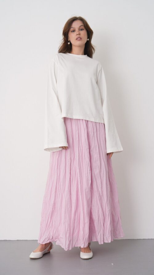 Ronda Baby Pink Pleated Skirt
