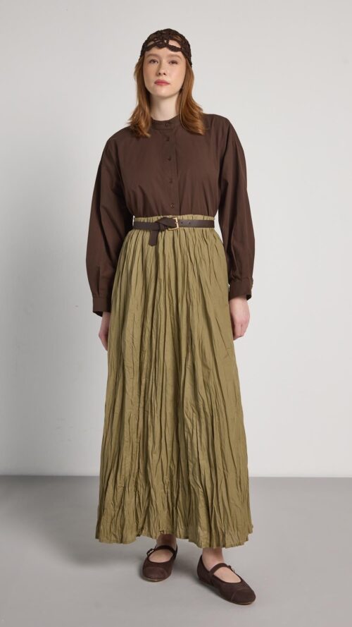 Ronda khaki Pleated Skirt