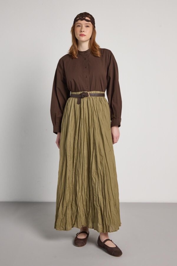 Ronda khaki Pleated Skirt