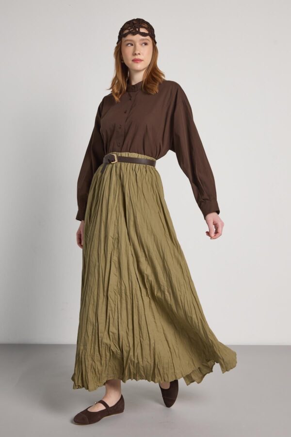 Ronda khaki Pleated Skirt
