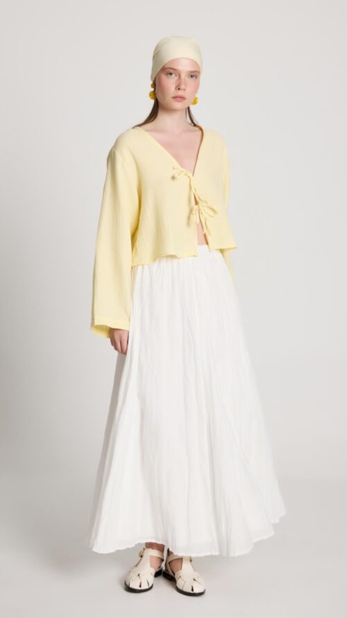 Ronda White Pleated Skirt