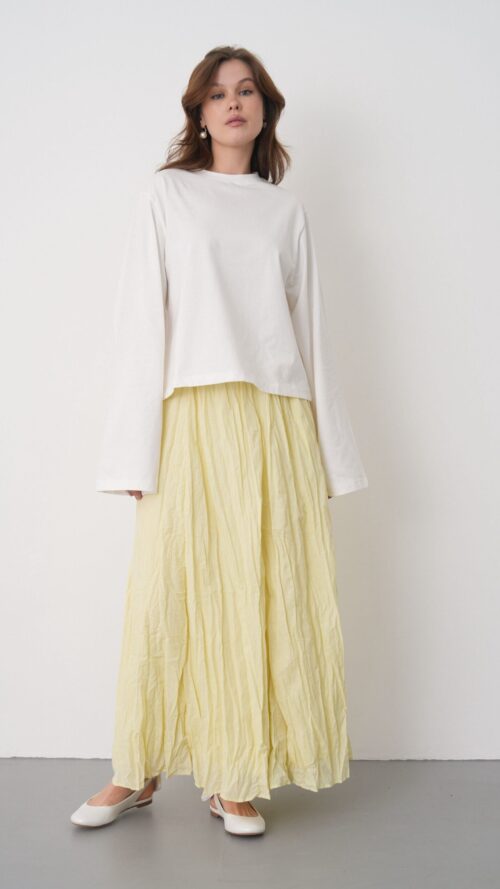 img_8500 Ronda Butter Yellow Pleated Skirt