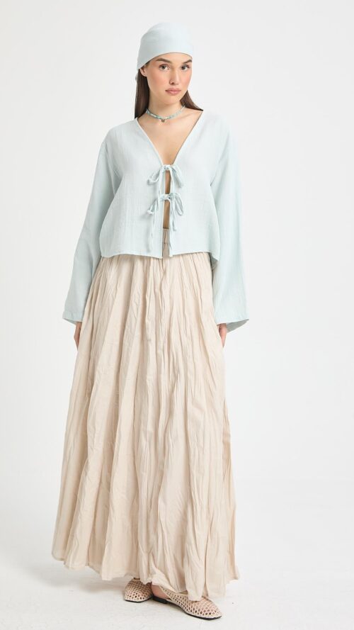 Ronda Beige Pleated Skirt