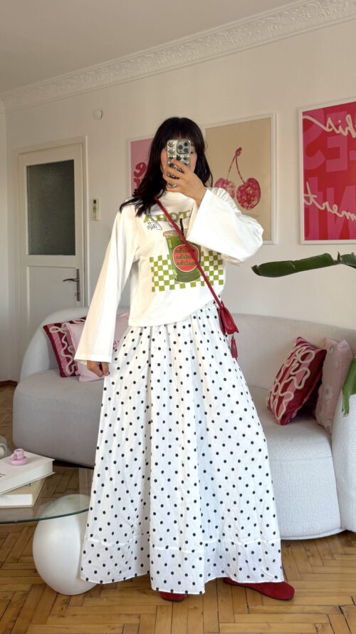 Polka White Skirt