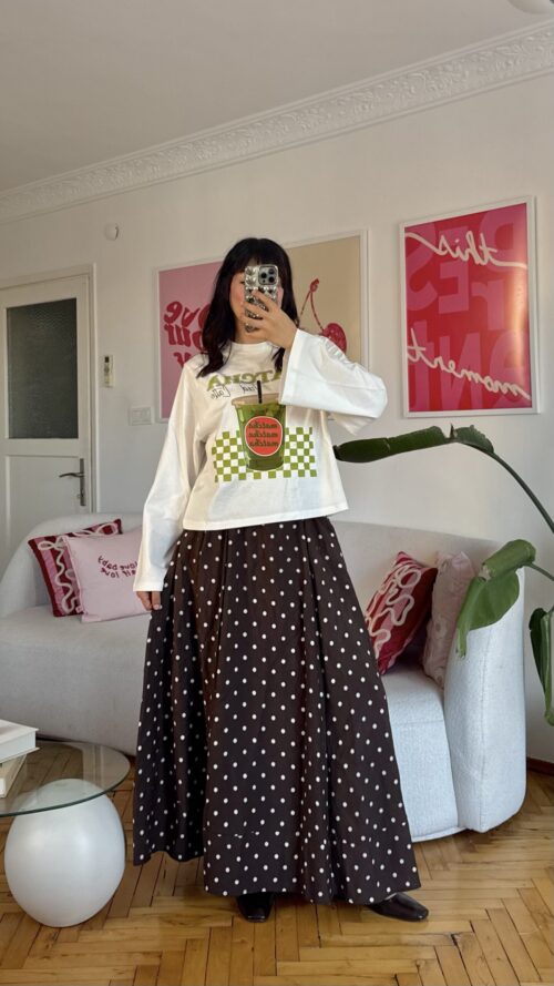 img_9214 Polka Dark Brown Skirt