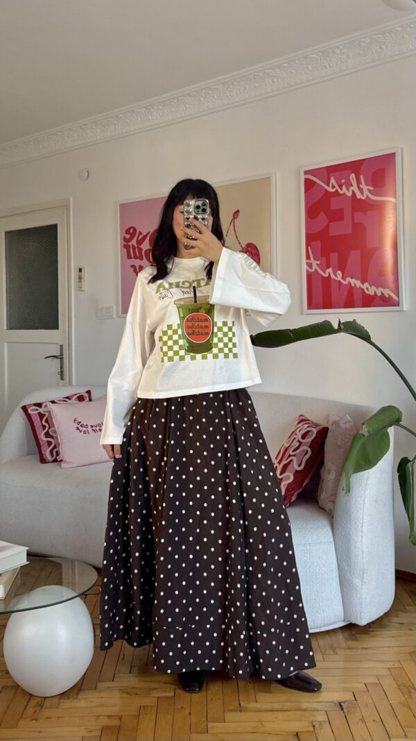 Polka Dark Brown Skirt