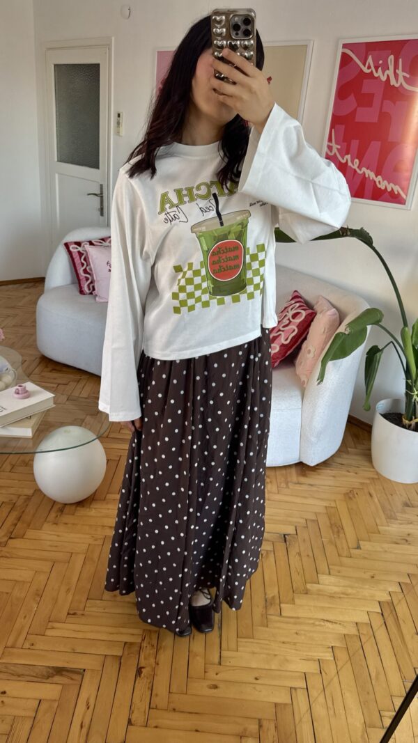Polka Dark Brown Skirt