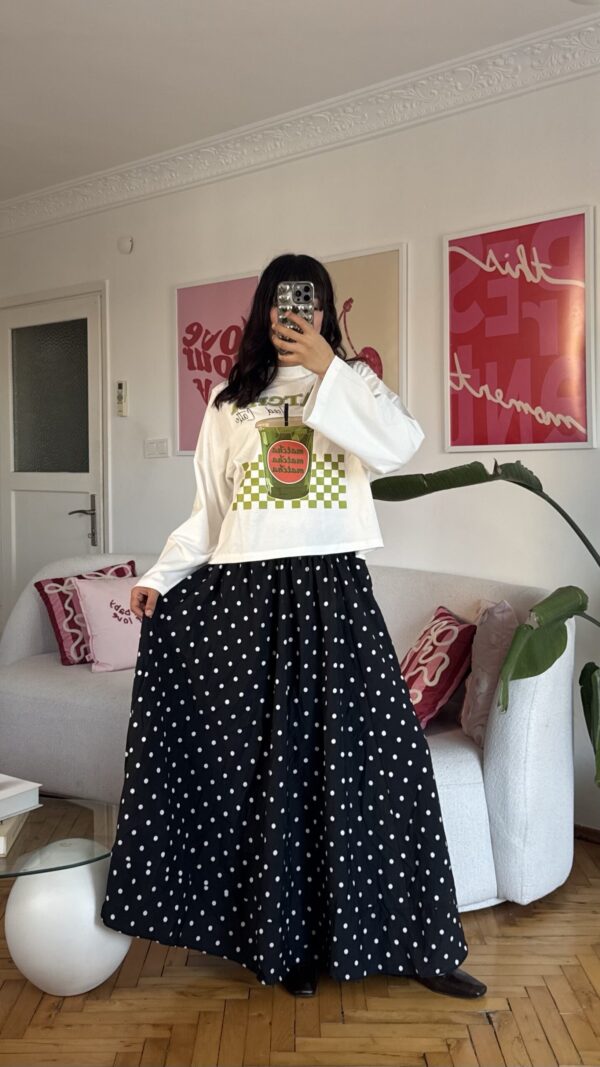 Polka Black Skirt