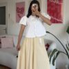 Rozella Belted Light Creamy Long Skirt