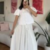 Rozella Belted White Long Skirt