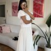 Rozella Belted White Long Skirt