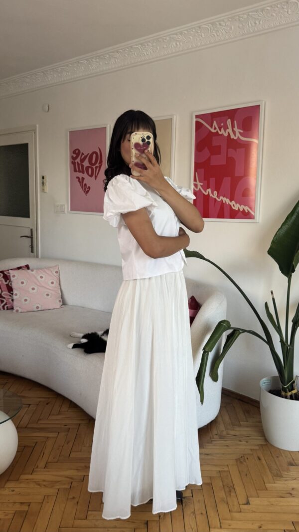 Rozella Belted White Long Skirt
