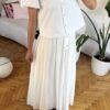 Rozella Belted White Long Skirt