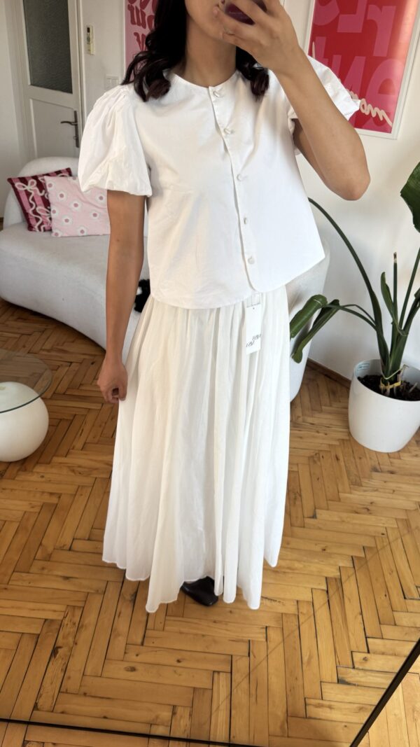 Rozella Belted White Long Skirt