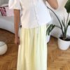 Rozella Belted Butter Yellow Long Skirt