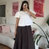 Rozella Belted Dark Brown Long Skirt