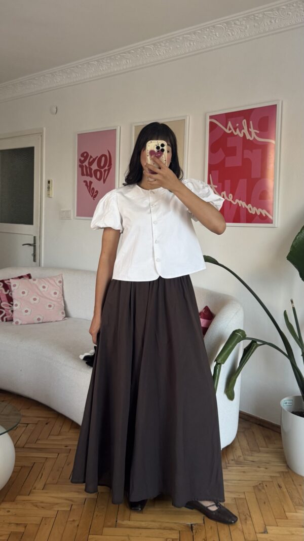 Rozella Belted Dark Brown Long Skirt