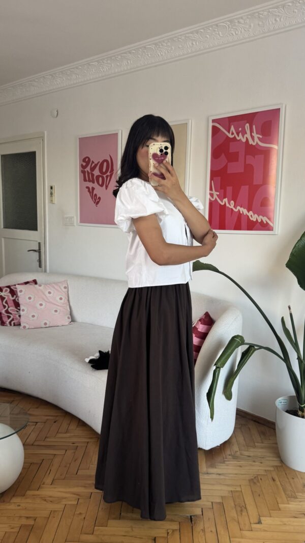 Rozella Belted Dark Brown Long Skirt