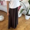 Rozella Belted Dark Brown Long Skirt