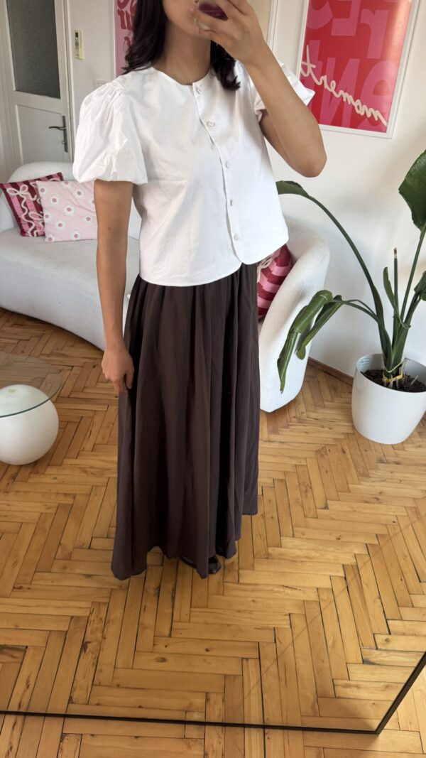Rozella Belted Dark Brown Long Skirt