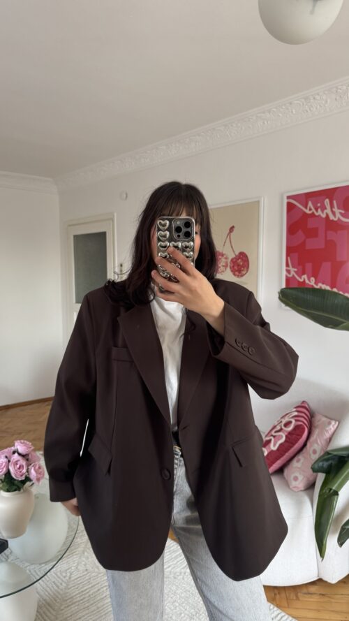 img_2516 Ferya Dark Brown Oversize Blazer