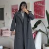 Foleska Premuim Dark Grey Long Trenchcoat