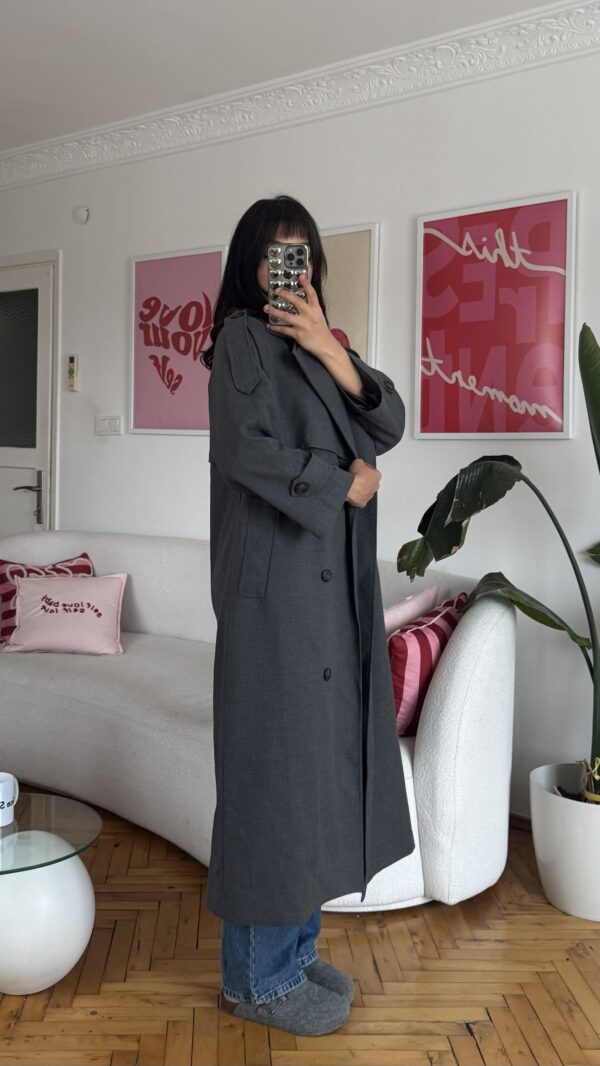 Foleska Premuim Dark Grey Long Trenchcoat