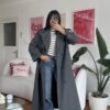 Foleska Premuim Dark Grey Long Trenchcoat