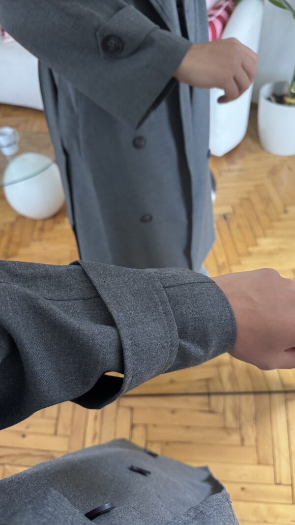 Foleska Premuim Dark Grey Long Trenchcoat