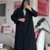 Foleska Premuim Black Long Trenchcoat