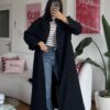 Foleska Premuim Black Long Trenchcoat