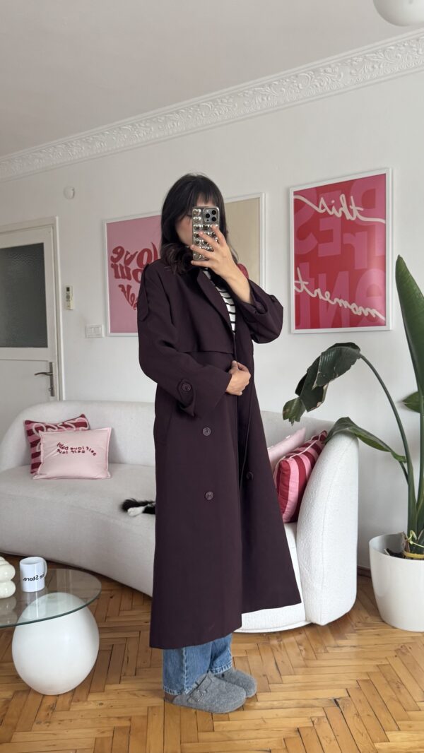 Foleska Premuim Aubergine Long Trenchcoat