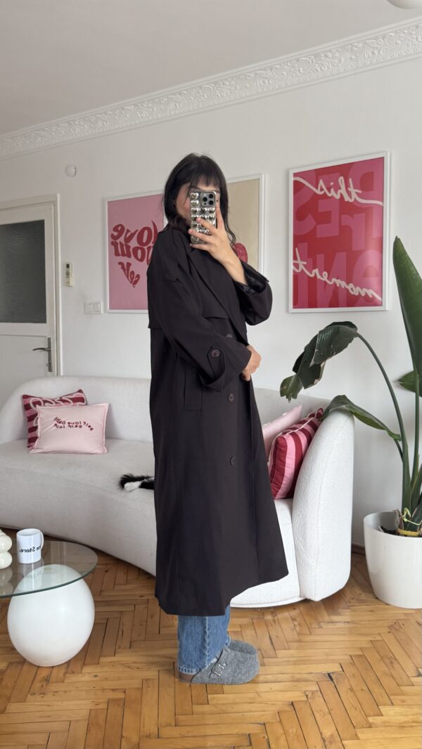 Foleska Premuim Dark Brown Long Trenchcoat