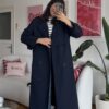 Foleska Premuim Navy Long Trenchcoat