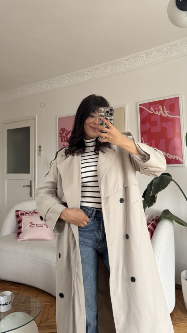 Foleska Premuim Creanmy Long Trenchcoat